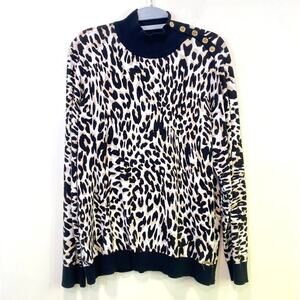Calvin Klein Animal Print Turtleneck Sweater Large